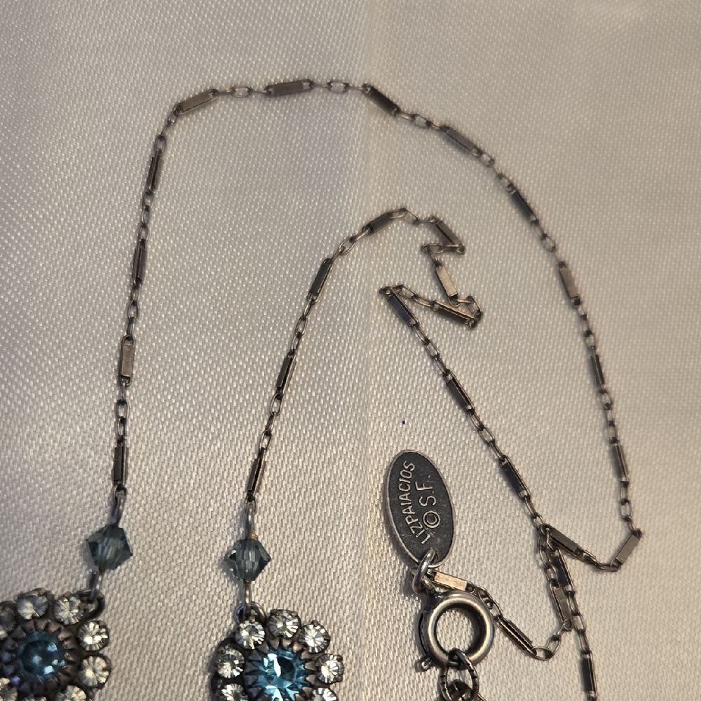 Liz Palacios Dazzling Silver and Blue Crystal Necklace - Picture 4 of 10